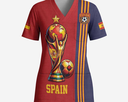 Custom World Football 2026 Spain Scrub Top Road To The Champions