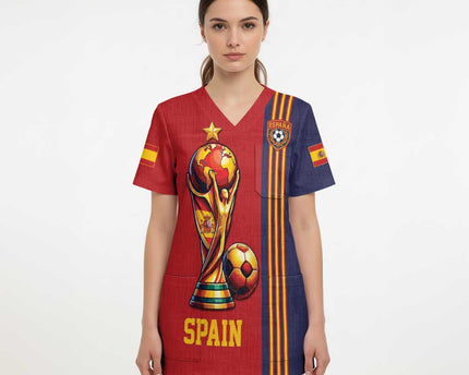 Custom World Football 2026 Spain Scrub Top Road To The Champions