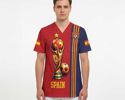 Custom World Football 2026 Spain Scrub Top Road To The Champions