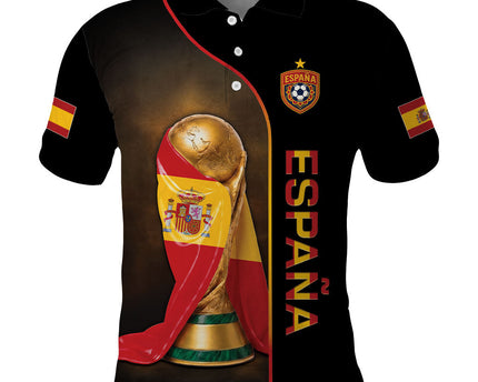 Personalized Spain Football 2026 Polo Shirt Trophy Flag Pride Art