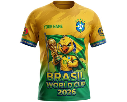 Brazil Trophy Mascot Fan Jersey – Custom Name World Cup 2026 Soccer Jersey