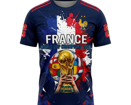 France World Cup Winners 2026 Soccer Jersey Gold Trophy & Confetti Graphic