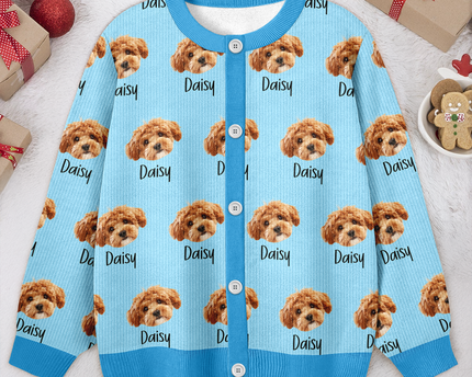 Custom Pet Portrait Photo Ugly Cardigan - Personalized Dog/Cat/Person Photo & Name