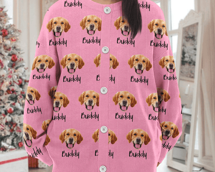 Custom Pet Portrait Photo Ugly Cardigan - Personalized Dog/Cat/Person Photo & Name