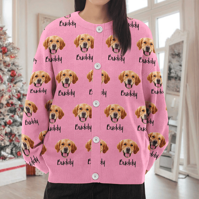 Custom Pet Portrait Photo Ugly Cardigan - Personalized Dog/Cat/Person Photo & Name