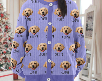 Custom Pet Portrait Photo Ugly Cardigan - Personalized Dog/Cat/Person Photo & Name