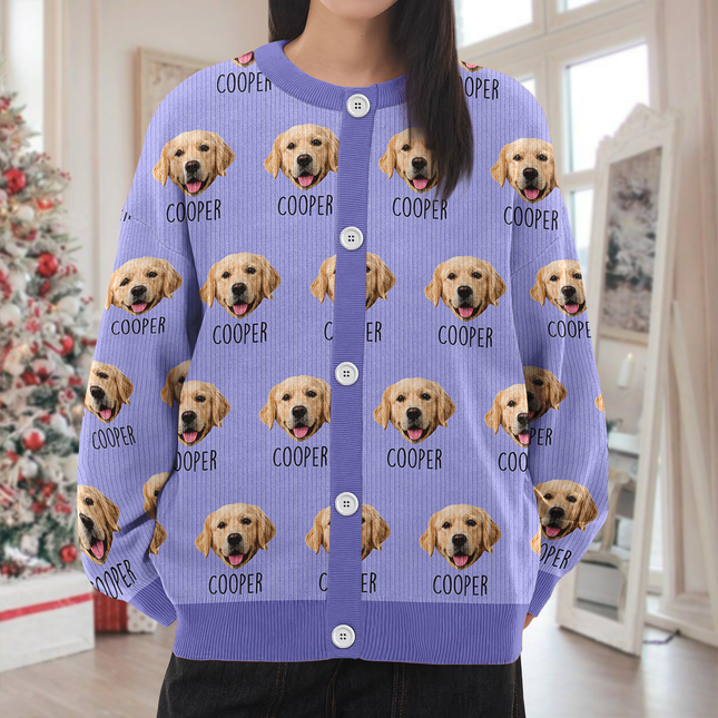 Custom Pet Portrait Photo Ugly Cardigan - Personalized Dog/Cat/Person Photo & Name
