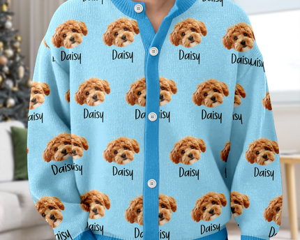 Custom Pet Portrait Photo Ugly Cardigan - Personalized Dog/Cat/Person Photo & Name