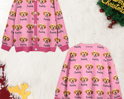 Custom Pet Portrait Photo Ugly Cardigan - Personalized Dog/Cat/Person Photo & Name