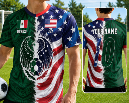Personalized Soccer Jersey Custom Name USA Mexico Flag Gift for Football Lovers
