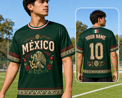 Personalized Mexico Aztec Eagle Soccer Jersey Gift for Football Lovers