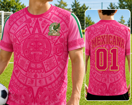 Personalized Aztec Calendar Pink Soccer Jersey Gift for Football Lovers