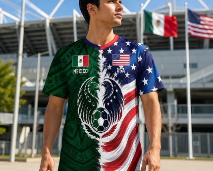 Personalized Soccer Jersey Custom Name USA Mexico Flag Gift for Football Lovers