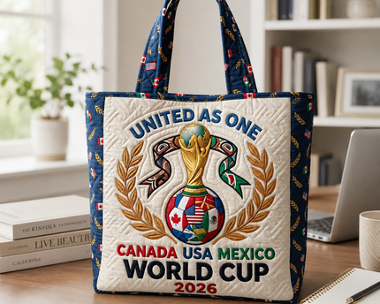World Cup 2026 Quilted Tote Bag Gift for Soccer Fans