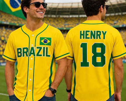 Personalized Brazil Soccer Jersey Custom Name for Adults & Kids - Gift for Soccer Fans