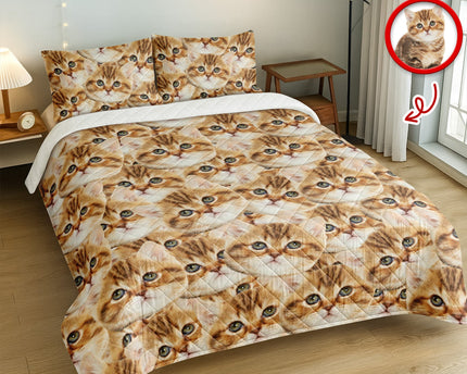 Custom Funny Cat Photo Portrait Bedding Set Birthday, Christmas Gift For Cat Lover