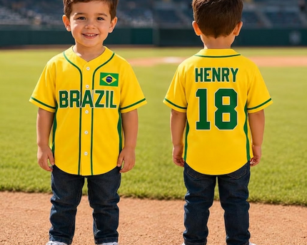 Personalized Brazil Soccer Jersey Custom Name for Adults & Kids - Gift for Soccer Fans