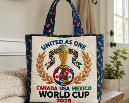 World Cup 2026 Quilted Tote Bag Gift for Soccer Fans