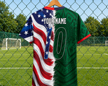 Personalized Soccer Jersey Custom Name USA Mexico Flag Gift for Football Lovers