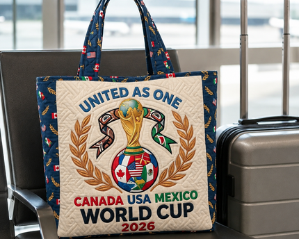 World Cup 2026 Quilted Tote Bag Gift for Soccer Fans