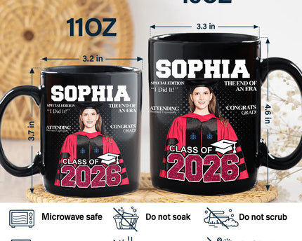 Custom Photo Congrats Class Of 2026 Magazine Graduation Gift Black Mug