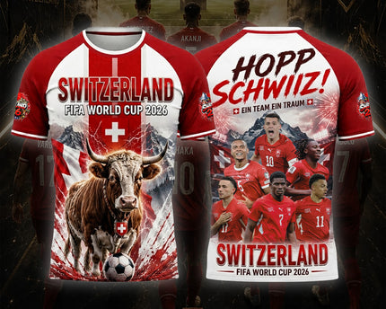 Switzerland World Cup 2026 Soccer Jersey Hopp Schwiiz 3D Jersey