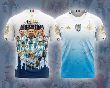 Vamos Argentina Champions Jersey - Messi and Team Squad Victory Soccer Jersey