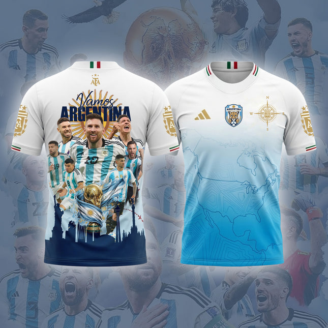 Vamos Argentina Champions Jersey - Messi and Team Squad Victory Soccer Jersey