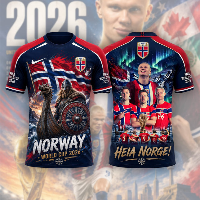 Norway World Cup 2026 Soccer Jersey - Heja Norge All-Over Print Jersey
