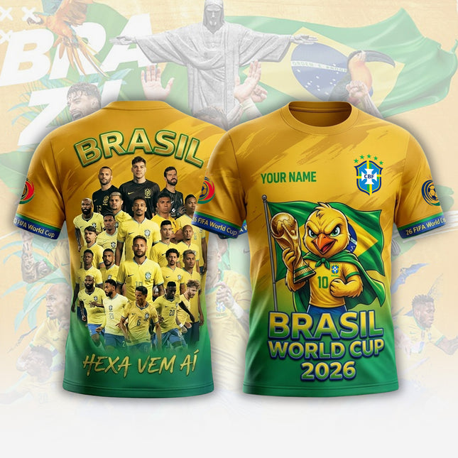 Brazil Trophy Mascot Fan Jersey – Custom Name World Cup 2026 Soccer Jersey