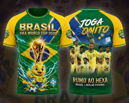 Brazil World Cup 2026 Champions "Joga Bonito" 3D Soccer Jersey