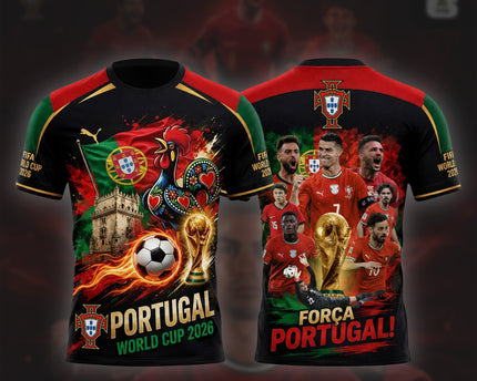 Portugal Football Heritage Shirt - Belém Tower & Golden Cup 3D Graphic Jersey