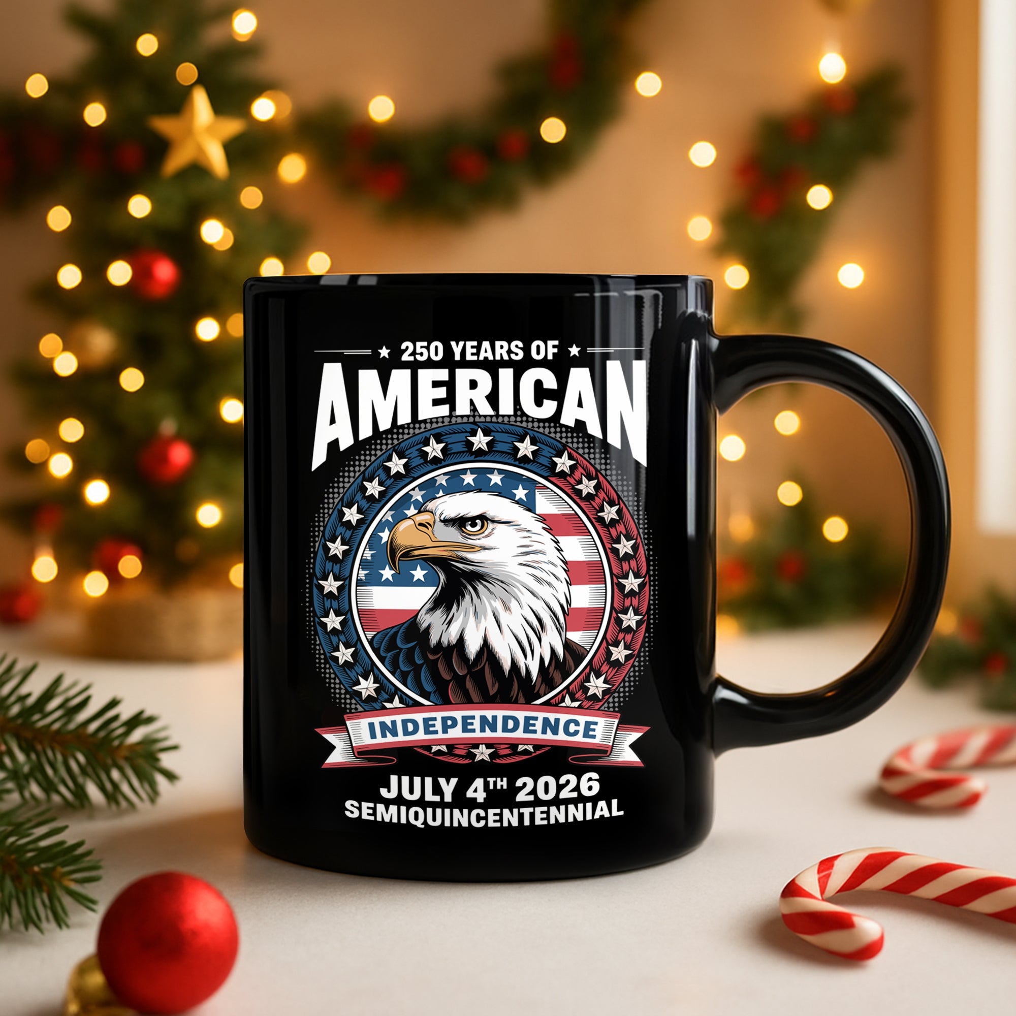 250 Years of America Anniversary Independence Day 2026 Black Mug
