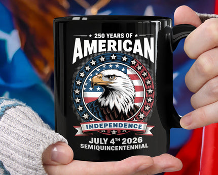 250 Years of America Anniversary Independence Day 2026 Black Mug