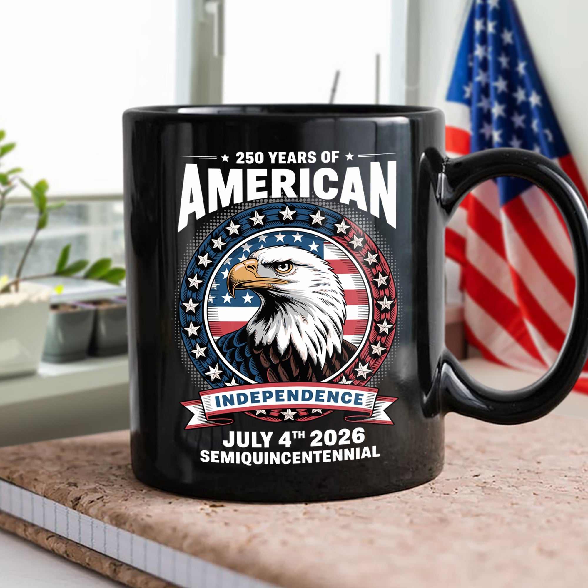 250 Years of America Anniversary Independence Day 2026 Black Mug