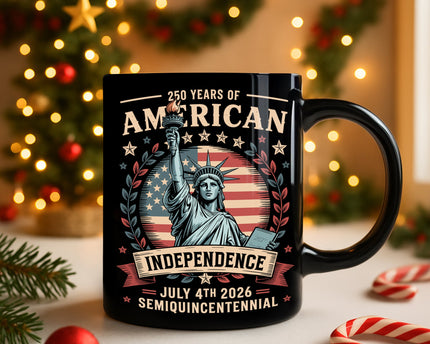 250 Year Of American Independence Black Mug