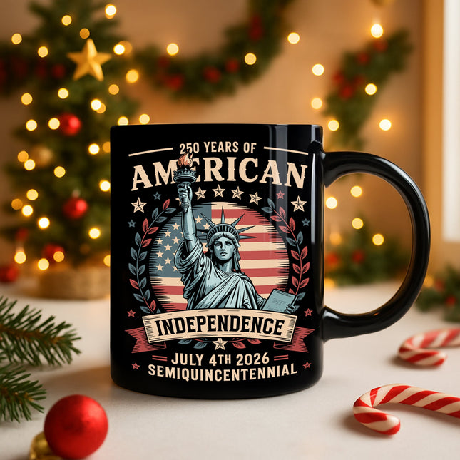 250 Year Of American Independence Black Mug