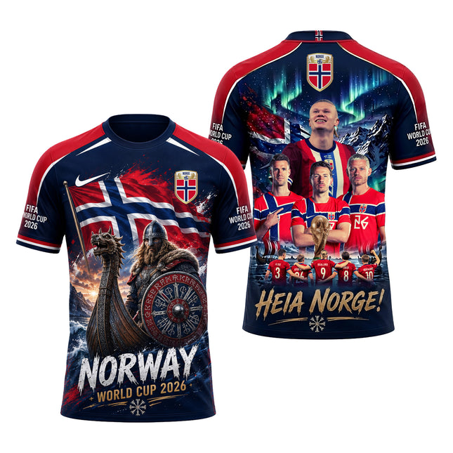 Norway World Cup 2026 Soccer Jersey - Heja Norge All-Over Print Jersey