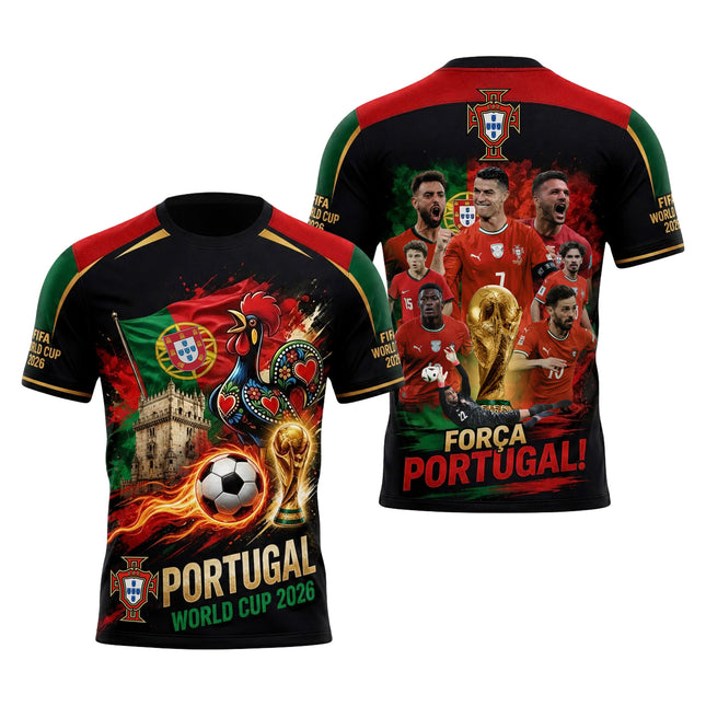 Portugal Football Heritage Shirt - Belém Tower & Golden Cup 3D Graphic Jersey