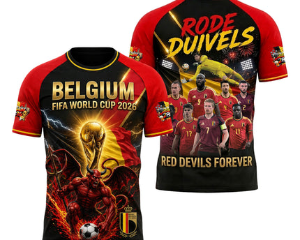 Belgium World Cup 2026 Soccer Jersey - Red Devils Forever All-Over Print Jersey