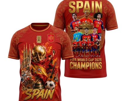 Spain Football 2026 FIFA World Cup Champions Premium Fan Gear Jersey