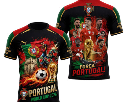 Portugal Football Heritage Shirt - Belém Tower & Golden Cup 3D Graphic Jersey