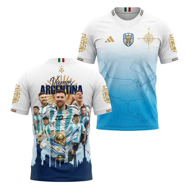 Vamos Argentina Champions Jersey - Messi and Team Squad Victory Soccer Jersey