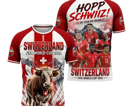 Switzerland World Cup 2026 Soccer Jersey Hopp Schwiiz 3D Jersey