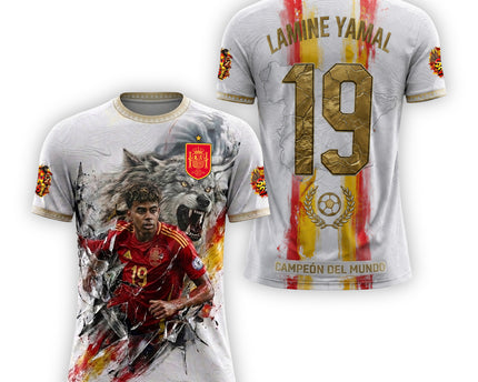 Lamine Yamal 19 Spain Soccer Jersey World Champions Edition