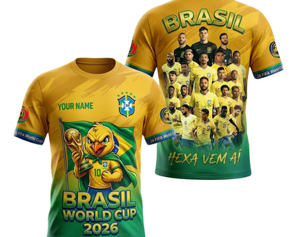 Brazil Trophy Mascot Fan Jersey – Custom Name World Cup 2026 Soccer Jersey