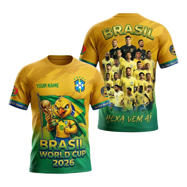 Brazil Trophy Mascot Fan Jersey – Custom Name World Cup 2026 Soccer Jersey