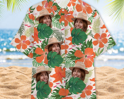 Custom Photo - Interesting Cut Head Photo Flower Theme Summer Hawaii - Personalized Customized Hawaiian shirt