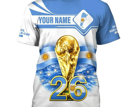 Personalized Argentina FIFA World Cup T-Shirt Argentina World Cup 2026 Shirt Soccer Fan Gear