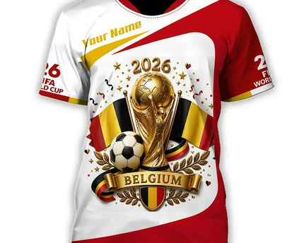 Personalized Belgium FIFA World Cup 2026 T-Shirt Belgium National Team Attire Football Merch